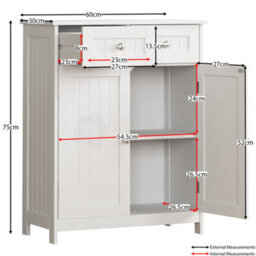 Lassic Bath Vida Priano White 2 Drawer 2 Door Freestanding Bathroom Cabinet - thumbnail 2