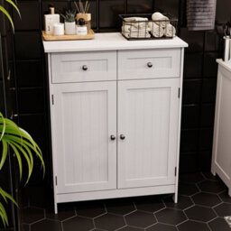 Lassic Bath Vida Priano White 2 Drawer 2 Door Freestanding Bathroom Cabinet - thumbnail 3