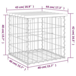 Berkfield Rustic Garden Bench Gabion Design 43X44X42 Cm Impregnated Wood Pine - thumbnail 8