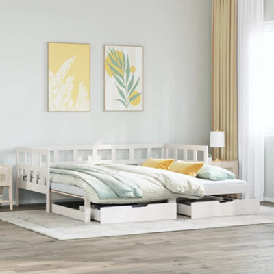 Berkfield Daybed With Trundle And Drawers Without Mattress White 80X200 Cm - image 1