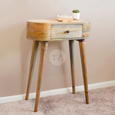Artisan Furniture Solid Wood Mini Chestnut Curve Lower Bedside, 1 Drawer And Open Slot, Dark Brown - image 1