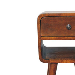 Artisan Furniture Solid Wood Mini Chestnut Curve Lower Bedside, 1 Drawer And Open Slot, Dark Brown - thumbnail 7
