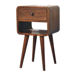 Artisan Furniture Solid Wood Mini Chestnut Curve Lower Bedside, 1 Drawer And Open Slot, Dark Brown - thumbnail 4
