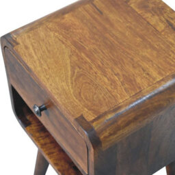 Artisan Furniture Solid Wood Mini Chestnut Curve Lower Bedside, 1 Drawer And Open Slot, Dark Brown - thumbnail 6