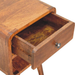 Artisan Furniture Solid Wood Mini Chestnut Curve Lower Bedside, 1 Drawer And Open Slot, Dark Brown - thumbnail 5