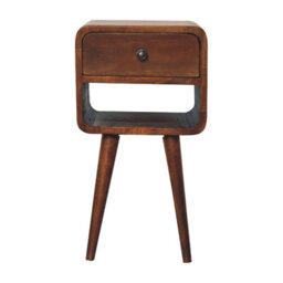 Artisan Furniture Solid Wood Mini Chestnut Curve Lower Bedside, 1 Drawer And Open Slot, Dark Brown - thumbnail 2