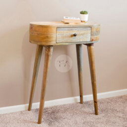 Artisan Furniture Solid Wood Mini Chestnut Curve Lower Bedside, 1 Drawer And Open Slot, Dark Brown - thumbnail 1