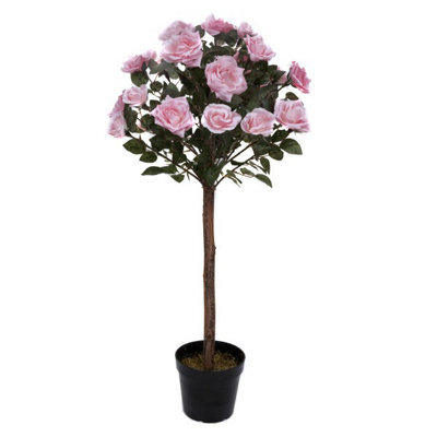 Greenbrokers Artificial Soft Pink Rose Tree 25 Flowers 90Cm/3Ft, Faux Silk - image 1