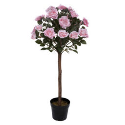 Greenbrokers Artificial Soft Pink Rose Tree 25 Flowers 90Cm/3Ft, Faux Silk