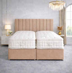 Comfy Deluxe 5Ft Kingsize Zip Link 6X3 Length Mink Plush Divan Bed Full Set 4 Drawers - thumbnail 1