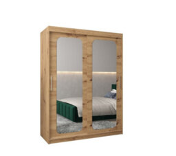 Arte Uppsala T3 Sliding Door Wardrobe 150Cm In Oak Artisan - Compact Mirrored Storage For Modern Minimalists - thumbnail 2