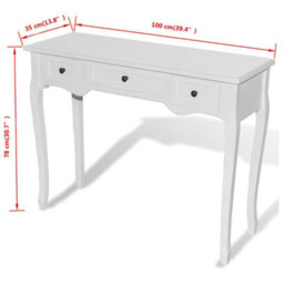 Berkfield Dressing Console Table With Three Drawers White - thumbnail 7