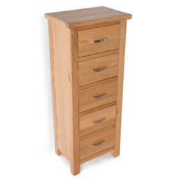 London Oak 5 Drawer Tallboy Chest Fully Assembled - By Roseland Furniture - thumbnail 6