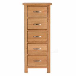 London Oak 5 Drawer Tallboy Chest Fully Assembled - By Roseland Furniture - thumbnail 4