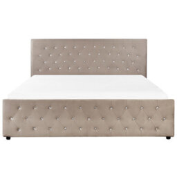 Beliani Ottoman Bed Velvet Amiens 180 X 200 Cm (Eu Super King) Taupe - thumbnail 5