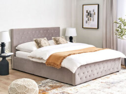 Beliani Ottoman Bed Velvet Amiens 180 X 200 Cm (Eu Super King) Taupe - thumbnail 2