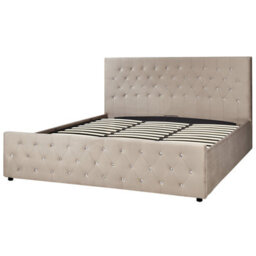 Beliani Ottoman Bed Velvet Amiens 180 X 200 Cm (Eu Super King) Taupe - thumbnail 6