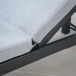 Sunvilla Cinder Chaise Lounger Set Of 2 Cushioned Reclining Aluminium Frame Outdoor Garden Sun Bed With Wheels Grey - thumbnail 4
