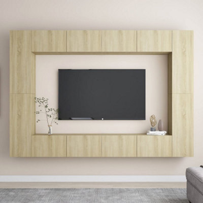 Vidaxl 8 Piece Tv Cabinet Set Sonoma Oak Engineered Wood - image 1