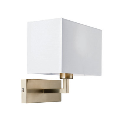 Luminosa Lighting Luminosa Piccolo 1 Light Indoor Wall Light Satin Nickel, White Tc Fabric, E27
