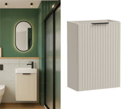 Impact Furniture Cloakroom Vanity Unit Small Sink Wall Cabinet En Suite Slimline Compact Fluted Cashmere Beige 40Cm 400mm Adel