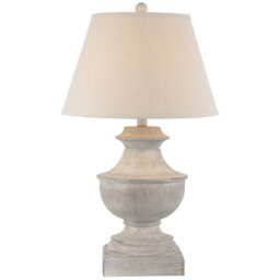 Wyld Haus Rochefort Grey-Washed Wide Table Lamp With Cream Linen Shade - thumbnail 3
