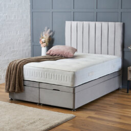Bsspoke Solid Base Ottoman Divan Bed In Silver Plush With 10Inch Orthopaedic Mattress 54Inch Headboard Available In All Sizes - thumbnail 3