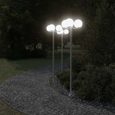 Outdoor Floor Lamps 3Pcs Silver 215 Cm Stainless Steel - image 1