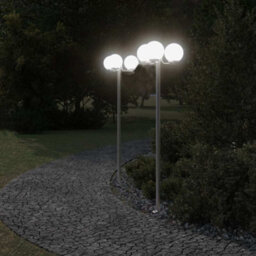Outdoor Floor Lamps 3Pcs Silver 215 Cm Stainless Steel - thumbnail 3