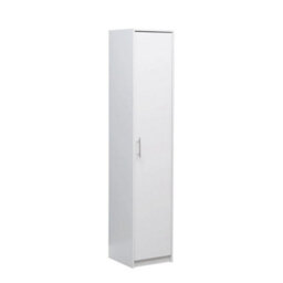 White Storage Cabinet 180Cm 1 Door Lockable Office Filing Cupboard 3 Shelf - thumbnail 2