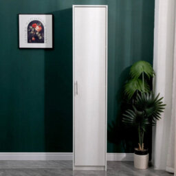 White Storage Cabinet 180Cm 1 Door Lockable Office Filing Cupboard 3 Shelf - thumbnail 3