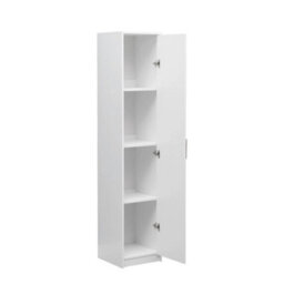 White Storage Cabinet 180Cm 1 Door Lockable Office Filing Cupboard 3 Shelf - thumbnail 1