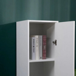 White Storage Cabinet 180Cm 1 Door Lockable Office Filing Cupboard 3 Shelf - thumbnail 4