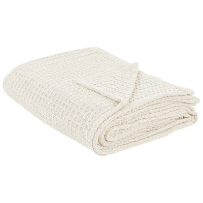 Beliani Bedspread Chagyl Cotton 220 X 240 Cm Light Beige - image 1