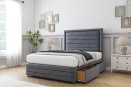 "Sloomy Ashford Steel Plush Divan Bed Base 2 Drawers Foot-End-26"" Strutted Headboard  12"" Footboard 5' King" - thumbnail 4