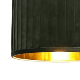 First Choice Lighting Sundance - Dark Green Velvet Pleated 30Cm Lamp Shade With Gold Inner - thumbnail 2