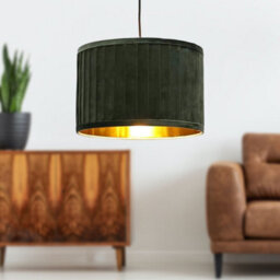 First Choice Lighting Sundance - Dark Green Velvet Pleated 30Cm Lamp Shade With Gold Inner - thumbnail 3