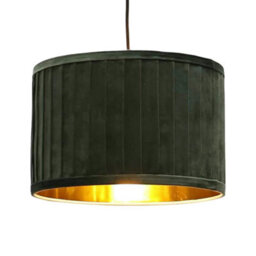 First Choice Lighting Sundance - Dark Green Velvet Pleated 30Cm Lamp Shade With Gold Inner