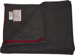 New Military Style Heavy Wool Blanket (Grey With Red Trim)(Size: 60 Inchx 80 Inch (152 Cm X 203 Cm))