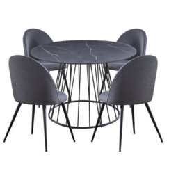 Hallowood Furniture Cullompton Large 120Cm Round Table With 4 Grey Curved Back Chairs - thumbnail 8