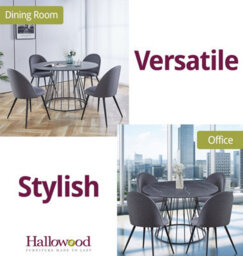 Hallowood Furniture Cullompton Large 120Cm Round Table With 4 Grey Curved Back Chairs - thumbnail 6