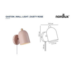 Nordlux Gaston Metal Wall Light  Pink,plug In Or Mains - thumbnail 6