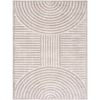 Livabliss Fossay Shaggy-Washable Beige Grey Modern Hig Pile Living Bedroom Rug 140 X 200 Cm Easy Care, Non Shedding - image 1