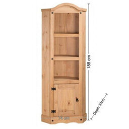 Corner Display Unit Solid Pine Wooden Bookcase Rustic Mexican Shelving Cabinet Solid Pine Rus - thumbnail 2