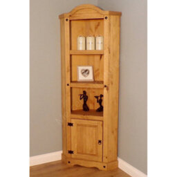 Corner Display Unit Solid Pine Wooden Bookcase Rustic Mexican Shelving Cabinet Solid Pine Rus - thumbnail 3