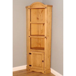 Corner Display Unit Solid Pine Wooden Bookcase Rustic Mexican Shelving Cabinet Solid Pine Rus - thumbnail 4