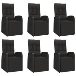 Berkfield 7 Piece Garden Dining Set Black Poly Rattan&solid Wood Acacia - thumbnail 4