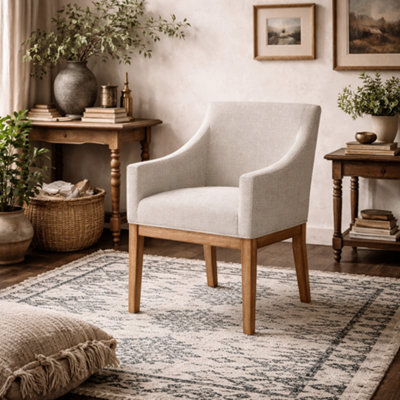 Wyld Haus Athenry Linen-Effect Upholstered Dining Chair With Natural Wood Frame, Set Of 2 - image 1