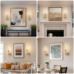 Amorly Wall Sconce Set Of 2 Battery Operated, Brushed Gold Wall Lighting Fixtures With Remote Control, Wall Light For Bathroom, Vanity - thumbnail 7