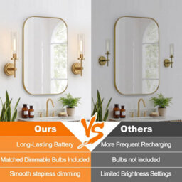 Amorly Wall Sconce Set Of 2 Battery Operated, Brushed Gold Wall Lighting Fixtures With Remote Control, Wall Light For Bathroom, Vanity - thumbnail 2